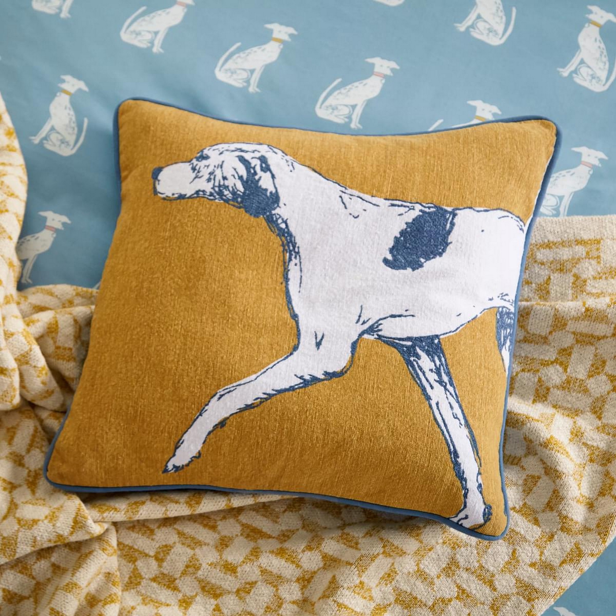 Honey Hound Cushion By Joules In Gold